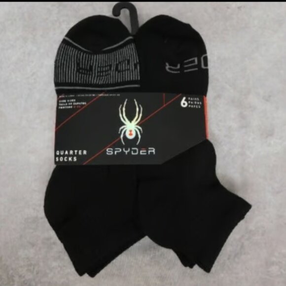Spyder Men's 6-Pair Quarter Socks Assorted Black 6679 - Picture 1 of 2